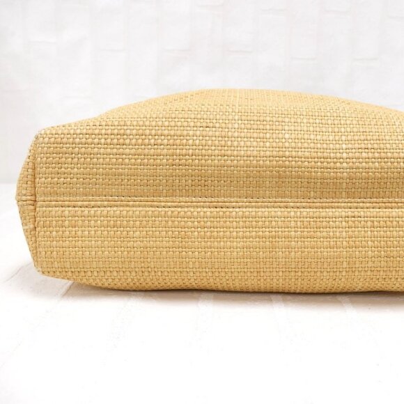 Authentic CHANEL Raffia Tote Summer Shoulder Bag Straw Beige Brown - Picture 12 of 16